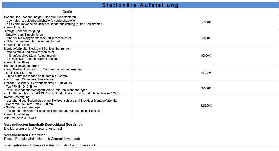 Jumbrella-Stationare-Aufstellung