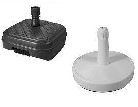 Schirmständer aus Beton, Granit Kunststoff und Metall für Sonnenschirme